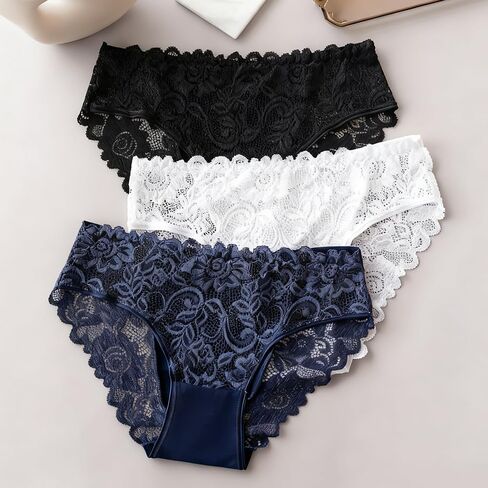 Lace Women's Bikini Panties 5-Pack, Breathable Soft Underwear, Assorted Colors in Saudi Arabia