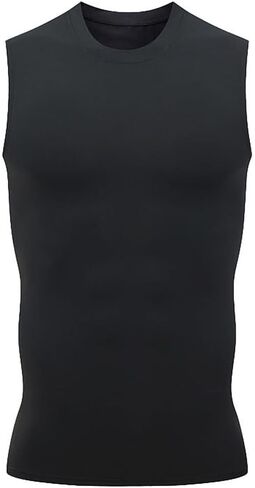 Men's Sleeveless Compression Shirt Athletic Tank Top Moisture Wicking Muscle Workout Undershirt Gym Base Layer for Running in Saudi Arabia