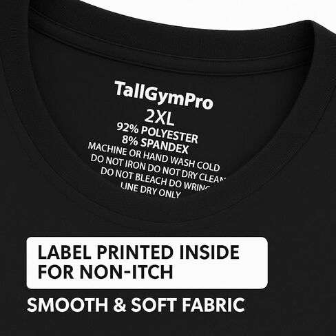 قميص طويل القامة للرجال من TallGymPro - قميص تمرين طويل للغاية للرجال بطول 6'2 بوصة+، تي شيرت تدريب رياضي مقاوم للعرق in Kuwait