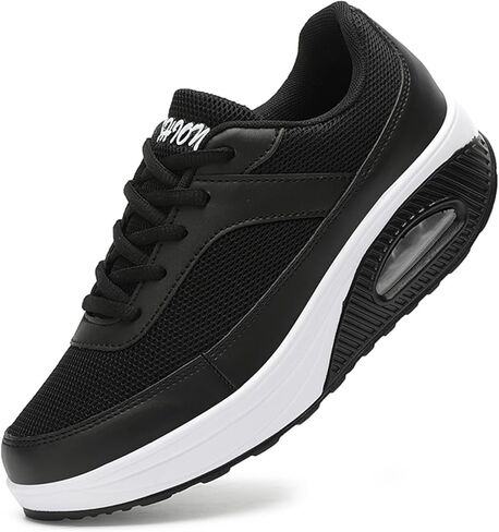 SECHRITE Womens Platform Sneakers Chunky Walking Shoes Air Cushion Thick Rocker Bottom Wedge Shoes in Saudi Arabia