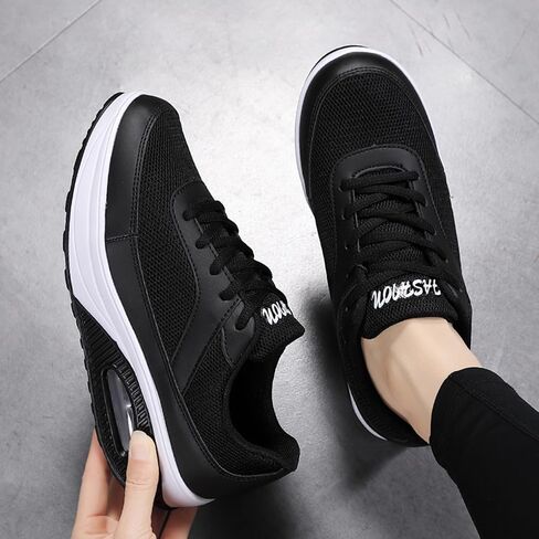 SECHRITE Womens Platform Sneakers Chunky Walking Shoes Air Cushion Thick Rocker Bottom Wedge Shoes in Saudi Arabia