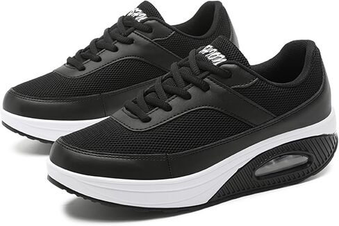 SECHRITE Womens Platform Sneakers Chunky Walking Shoes Air Cushion Thick Rocker Bottom Wedge Shoes in Saudi Arabia
