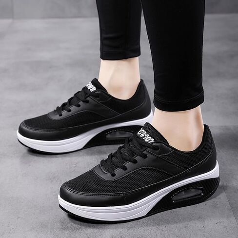 SECHRITE Womens Platform Sneakers Chunky Walking Shoes Air Cushion Thick Rocker Bottom Wedge Shoes in Saudi Arabia