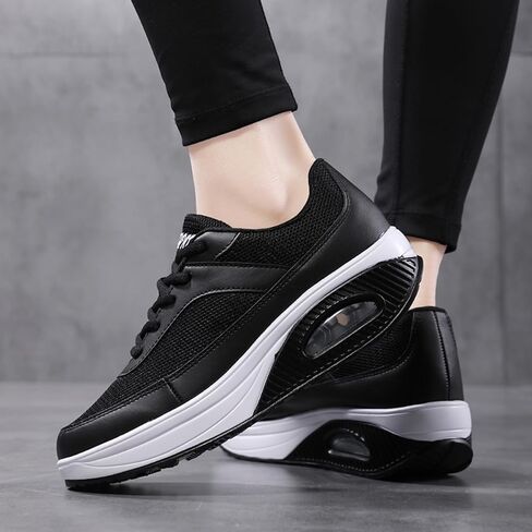 SECHRITE Womens Platform Sneakers Chunky Walking Shoes Air Cushion Thick Rocker Bottom Wedge Shoes in Saudi Arabia