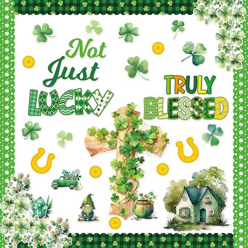 Fancy Land Religious St. Patrick's Day Bulletin Board Set for Classroom Decorations Irish Christian Blessed Cross Cutouts for Chalkboard Sunday School Church Wall Door Decor 65Pcs in Saudi Arabia