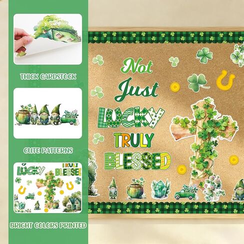 Fancy Land Religious St. Patrick's Day Bulletin Board Set for Classroom Decorations Irish Christian Blessed Cross Cutouts for Chalkboard Sunday School Church Wall Door Decor 65Pcs in Saudi Arabia