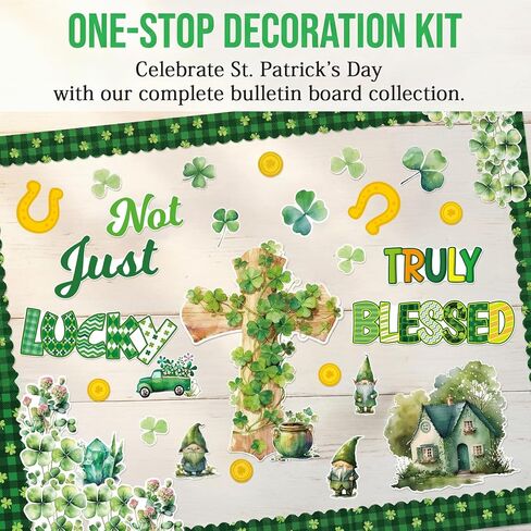 Fancy Land Religious St. Patrick's Day Bulletin Board Set for Classroom Decorations Irish Christian Blessed Cross Cutouts for Chalkboard Sunday School Church Wall Door Decor 65Pcs in Saudi Arabia