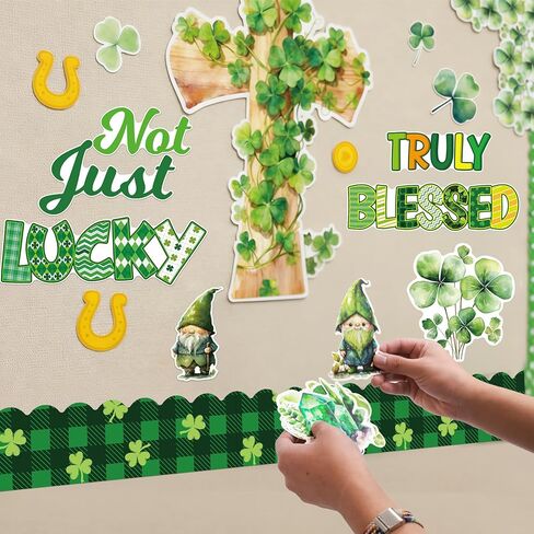 Fancy Land Religious St. Patrick's Day Bulletin Board Set for Classroom Decorations Irish Christian Blessed Cross Cutouts for Chalkboard Sunday School Church Wall Door Decor 65Pcs in Saudi Arabia
