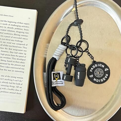 سلسلة مفاتيح سوداء للدمبل والأوزان لمحبي صالة الألعاب الرياضية، حقيبة سحرية بطابع اللياقة البدنية وإكسسوار مفتاح السيارة للرجال والنساء، فكرة هدية للتمرين in Kuwait