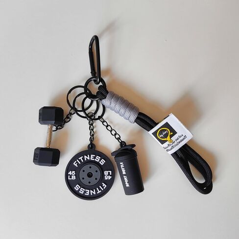 سلسلة مفاتيح سوداء للدمبل والأوزان لمحبي صالة الألعاب الرياضية، حقيبة سحرية بطابع اللياقة البدنية وإكسسوار مفتاح السيارة للرجال والنساء، فكرة هدية للتمرين in Kuwait