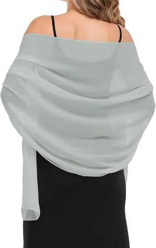 Women's Chiffon Shawls Wraps Silky Soft Sheer Scarf for Evening Dresses Elegant Wedding Bridal Cover Up in Saudi Arabia