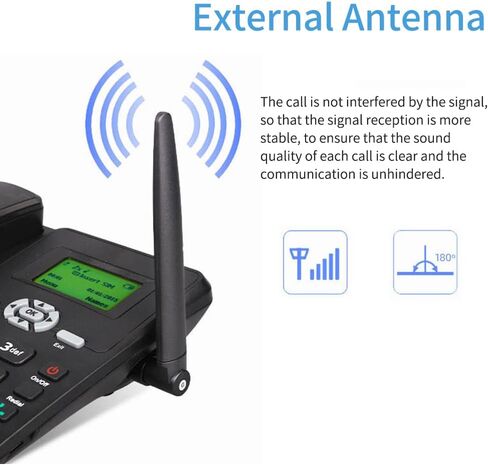 هاتف لاسلكي للمكتب يدعم GSM 850/900/1800/1900MHZ Tarjeta SIM Dual 2G هاتف لاسلكي Fijo مع هوائي راديو Reloj Despertador Función para Casa Centro de Llamadas in Kuwait