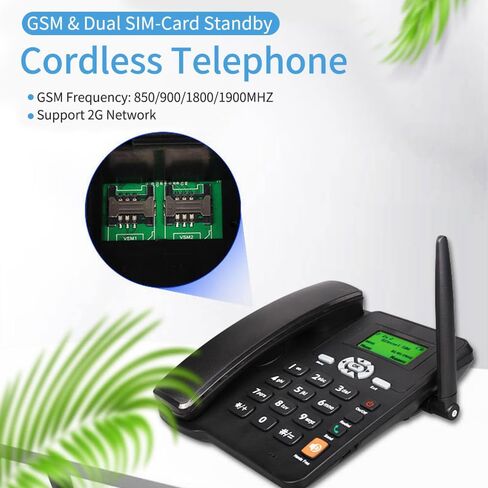 هاتف لاسلكي للمكتب يدعم GSM 850/900/1800/1900MHZ Tarjeta SIM Dual 2G هاتف لاسلكي Fijo مع هوائي راديو Reloj Despertador Función para Casa Centro de Llamadas in Kuwait