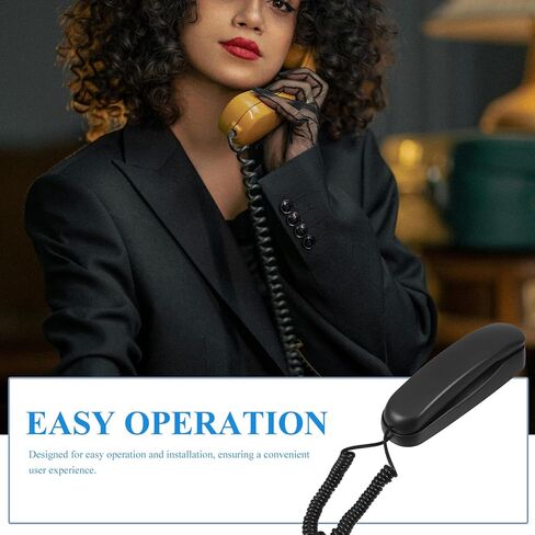 Wall-Mounted Corded Telephone Small Retro Landline Phone for Office and Hotel Use with Loud Ringer and Black Finish in Saudi Arabia