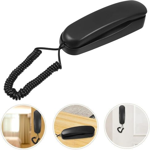 Wall-Mounted Corded Telephone Small Retro Landline Phone for Office and Hotel Use with Loud Ringer and Black Finish in Saudi Arabia