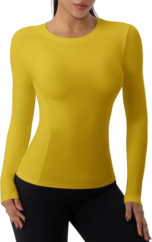 Women's Long Sleeve Compression Shirts Workout Shirts Breathable Athletic Tops Slim for Yoga Running Gym in Kuwait
