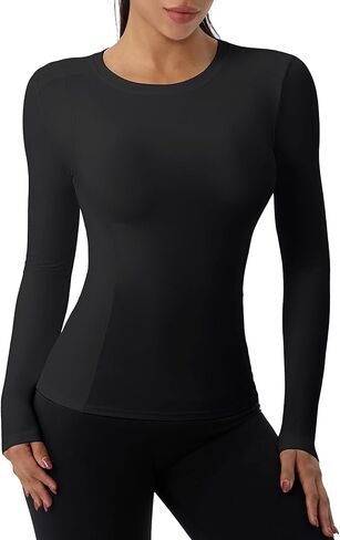 Women's Long Sleeve Compression Shirts Workout Shirts Breathable Athletic Tops Slim for Yoga Running Gym in Saudi Arabia