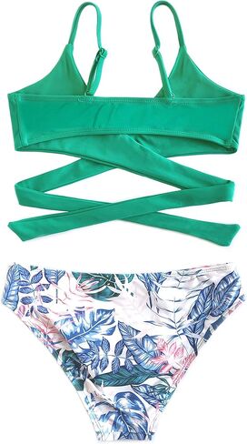 Girls Bandage Bikini Kids Crisscross Bathing Suits Two Piece Swimsuits in Saudi Arabia