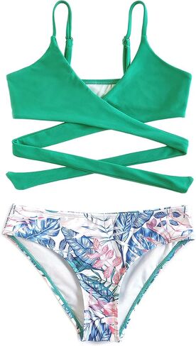 Girls Bandage Bikini Kids Crisscross Bathing Suits Two Piece Swimsuits in Saudi Arabia