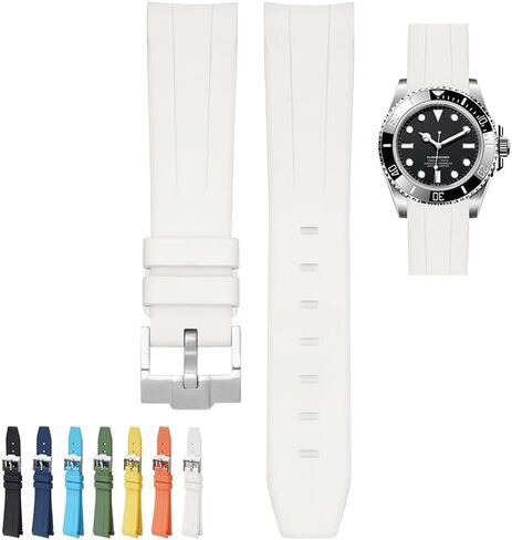 سوار مطاطي FKM مقاس 20 مم لساعات رولكس، سوار ساعة مطاطي ذو نهاية منحنية مقاس 20 مم لساعات رولكس in Kuwait