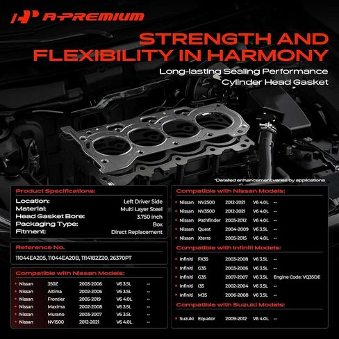 A-Premium Engine Cylinder Head Gasket Compatible with Nissan Altima, Frontier, Murano, Pathfinder, Maxima, NV1500, NV2500, NV3500, Xterra, Quest, 350Z & Infiniti G35, FX35, I35, M35 & Suzuki Equator in Saudi Arabia