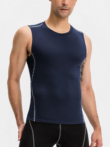 Men's Compression Workout Sleeveless Shirts Dry Fit Athletic Base Layer Tank Top 01109YD in Saudi Arabia