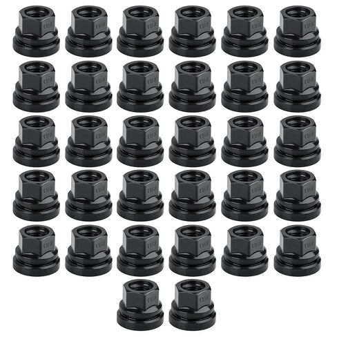 Set of 32 Wheel Lug Nuts Replacement for Ford F250 F350 2003-2023 M14x1.5 Thread Flat Washer Black in Saudi Arabia