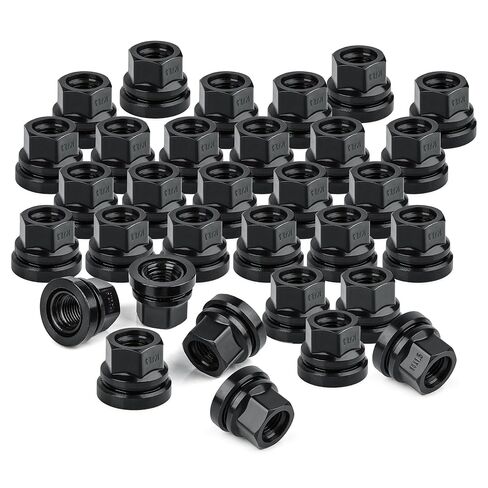 Set of 32 Wheel Lug Nuts Replacement for Ford F250 F350 2003-2023 M14x1.5 Thread Flat Washer Black in Saudi Arabia