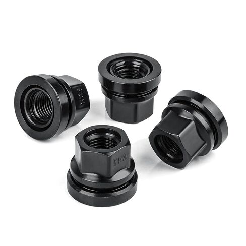 Set of 32 Wheel Lug Nuts Replacement for Ford F250 F350 2003-2023 M14x1.5 Thread Flat Washer Black in Saudi Arabia