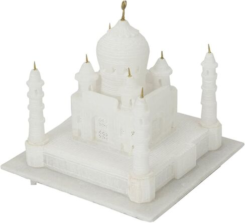 نسخة طبق الأصل من تاج محل مصنوعة يدويًا مقاس 6 بوصات - قطعة من الرخام الطبيعي من أجرا | نموذج تذكاري هندي | تاج محل من الرخام المصغر لديكور المنزل، أو سطح الطاولة، أو الديوالي أو هدية إرجاع الزفاف in Kuwait