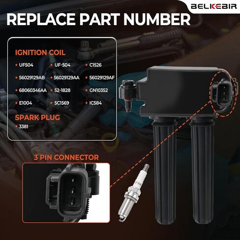 Set of 8 Ignition Coil Packs & Iridium Spark Plugs Compatible with 5.7L 2009-2020 Dodge Charger Challenger Durango, Ram 1500 2500 3500, Jeep Commander Grand Cherokee, Chrysler 300 Replace UF504 & 3381 in Saudi Arabia