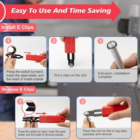 E Clips Assortment Kit with Removal and Installation E Clip Tool - E Clips Tool 350Pcs E Clips on 7 Sizes - 1.5mm 2mm 2.5mm 3mm 3.5mm 4mm 5mm Clip Rings E Clips Tool in Kuwait