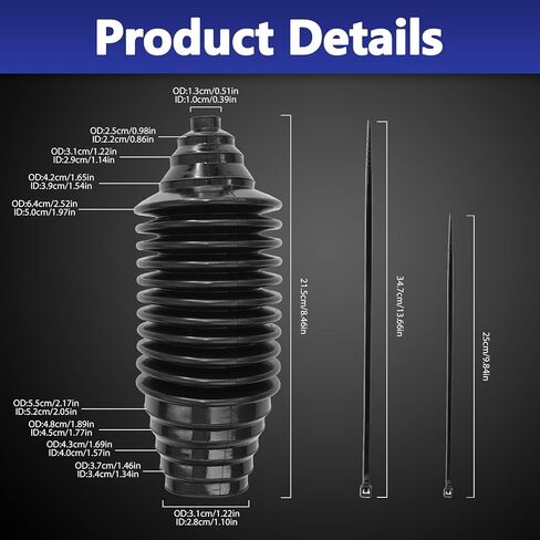2Pcs Universal Rack and Pinion Boot, Steering Tie Rod End Bellows, Steering Rack Boots Set Car Accessories with Cable Ties in Saudi Arabia
