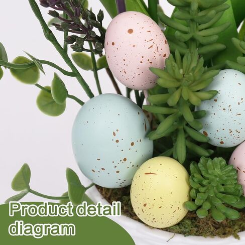 SY Super Bang ديكورات عيد الفصح، بيضة عيد الفصح الاصطناعية الوردية زهرة التوليب ديكورات الطاولة بوعاء، للمنزل المزرعة، مدفأة عطلة الربيع، ديكور داخلي لحفلات الشرفة. in Kuwait