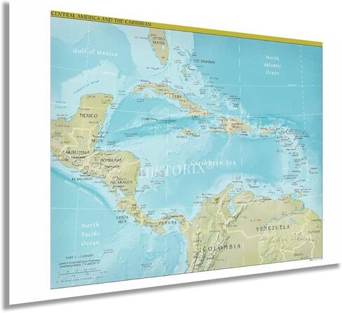خريطة أمريكا الوسطى HISTORIX 2021 - خريطة أمريكا الوسطى ومنطقة البحر الكاريبي مقاس 24 × 36 بوصة - طباعة ملصق خريطة الحائط لأمريكا الوسطى ومنطقة البحر الكاريبي in Kuwait