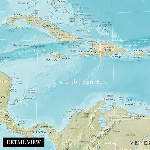 خريطة أمريكا الوسطى HISTORIX 2021 - خريطة أمريكا الوسطى ومنطقة البحر الكاريبي مقاس 24 × 36 بوصة - طباعة ملصق خريطة الحائط لأمريكا الوسطى ومنطقة البحر الكاريبي in Kuwait