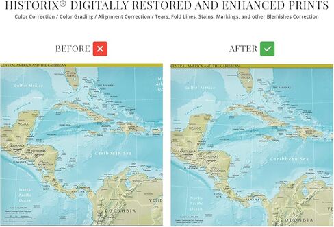 خريطة أمريكا الوسطى HISTORIX 2021 - خريطة أمريكا الوسطى ومنطقة البحر الكاريبي مقاس 24 × 36 بوصة - طباعة ملصق خريطة الحائط لأمريكا الوسطى ومنطقة البحر الكاريبي in Kuwait