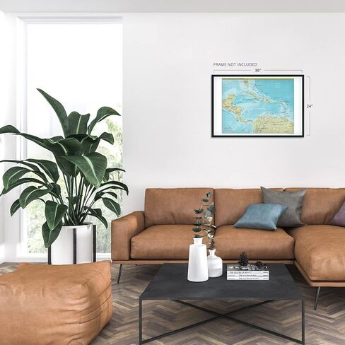 خريطة أمريكا الوسطى HISTORIX 2021 - خريطة أمريكا الوسطى ومنطقة البحر الكاريبي مقاس 24 × 36 بوصة - طباعة ملصق خريطة الحائط لأمريكا الوسطى ومنطقة البحر الكاريبي in Kuwait