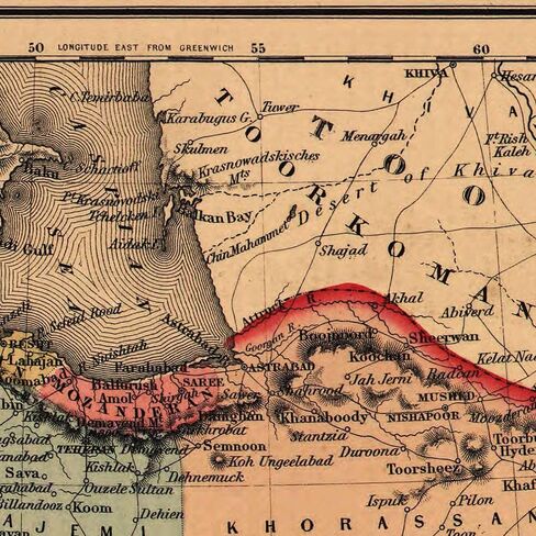 خرائط أنتيغوس للشرق الأوسط بما في ذلك بلاد فارس والجزيرة العربية حوالي عام 1855 بقلم ج.ه. كولتون | ملصق مطبوع فني لتزيين الحائط العتيق | 18 × 24 بوصة (457 × 610 ملم) in Kuwait