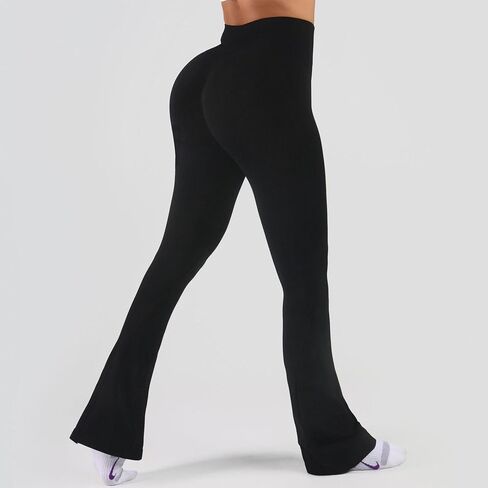 Flare Leggings, Crossover Yoga Pants with Tummy Control, High-Waisted and Wide Leg in Saudi Arabia