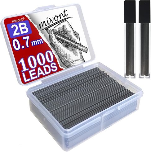 1000 Pieces 0.7mm Lead Refills Graphite Mechanical Pencil Lead - Strong 2B, Break-Resistant for Smooth Writing & Drawing, Compatible with Most 0.7mm Mechanical Pencils(Length 6cm) in Saudi Arabia