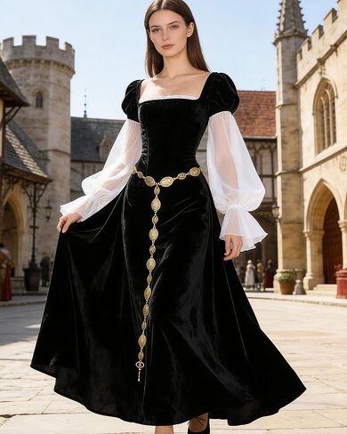 حزام سلسلة العصور الوسطى للنساء - أحزمة فضية من Renfaire Gothic Witch للفساتين in Kuwait
