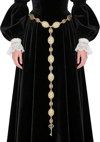 حزام سلسلة العصور الوسطى للنساء - أحزمة فضية من Renfaire Gothic Witch للفساتين in Kuwait