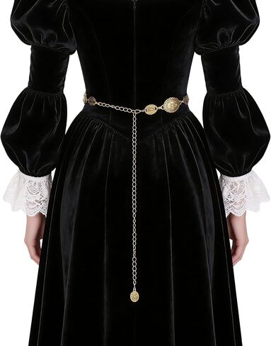 حزام سلسلة العصور الوسطى للنساء - أحزمة فضية من Renfaire Gothic Witch للفساتين in Kuwait