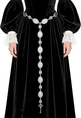 حزام سلسلة العصور الوسطى للنساء - أحزمة فضية من Renfaire Gothic Witch للفساتين in Kuwait