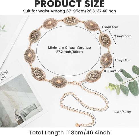 Western Waist Chain Belts for Women Adjustable Metal Belt for Dresses girl Jeans Country Concert in Saudi Arabia