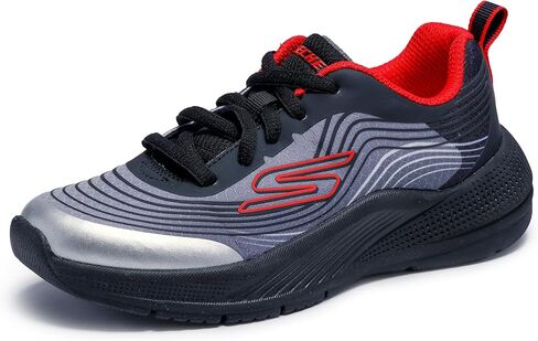 SKECHERS Boy's Microspec Advance-Revconix Sneaker, Black/Silver, 13 Little Kid in Saudi Arabia