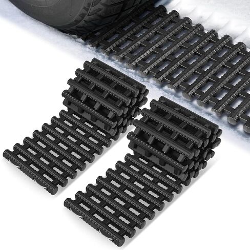 Auto Dynasty [2PC] Traction Mat Portable Recovery Tracks Mat Traction Board Non-Slip Max Capacity Load 7T Compatible with Most Vehicles, for Snow, Ice, Mud and Sand Emergency Aid, Black in Saudi Arabia