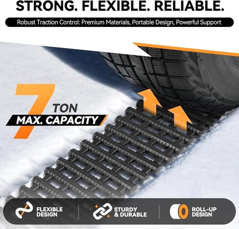 Auto Dynasty [2PC] Traction Mat Portable Recovery Tracks Mat Traction Board Non-Slip Max Capacity Load 7T Compatible with Most Vehicles, for Snow, Ice, Mud and Sand Emergency Aid, Black in Saudi Arabia