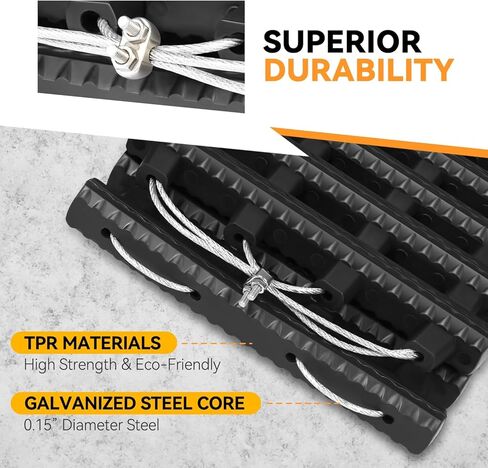 Auto Dynasty [2PC] Traction Mat Portable Recovery Tracks Mat Traction Board Non-Slip Max Capacity Load 7T Compatible with Most Vehicles, for Snow, Ice, Mud and Sand Emergency Aid, Black in Saudi Arabia
